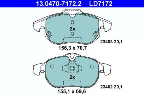 Brake Pad Set, disc brake ATE 13.0470-7172.2)