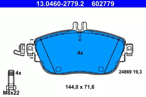 Brake Pad Set, disc brake ATE 13.0460-2779.2)