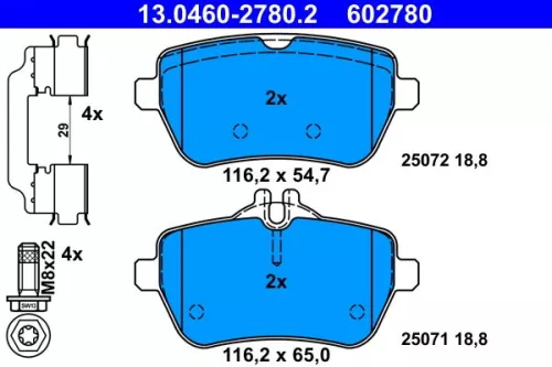 Brake Pad Set, disc brake ATE 13.0460-2780.2)