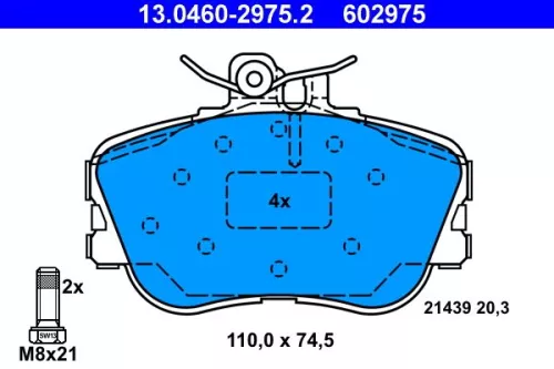 Brake Pad Set, disc brake ATE 13.0460-2975.2)