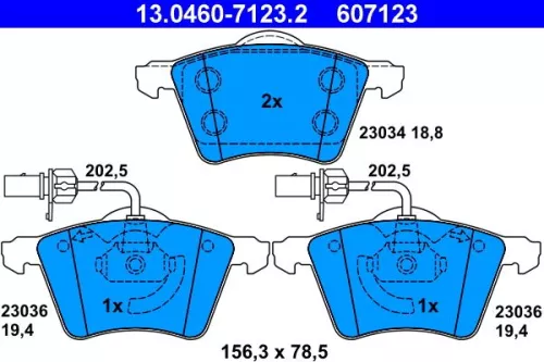Brake Pad Set, disc brake ATE 13.0460-7123.2)