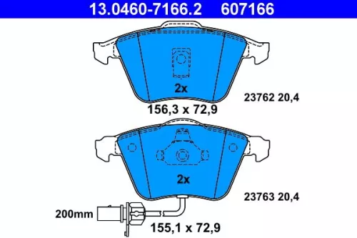 Brake Pad Set, disc brake ATE 13.0460-7166.2)