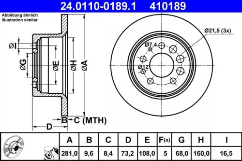 Brake Disc ATE 24.0110-0189.1)