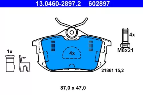 Brake Pad Set, disc brake ATE 13.0460-2897.2)