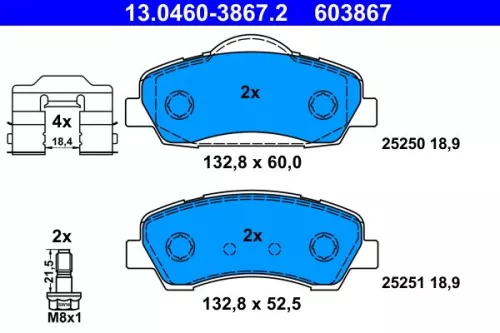 Brake Pad Set, disc brake ATE 13.0460-3867.2)