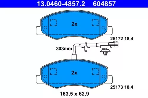 Brake Pad Set, disc brake ATE 13.0460-4857.2)