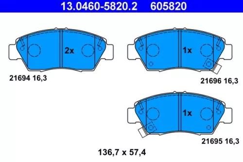 Brake Pad Set, disc brake ATE 13.0460-5820.2)