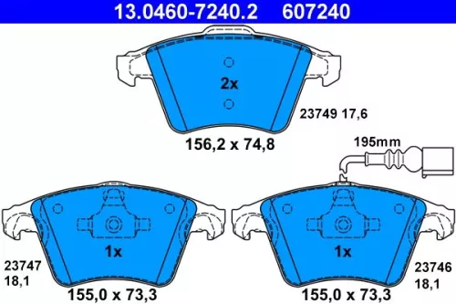 Brake Pad Set, disc brake ATE 13.0460-7240.2)