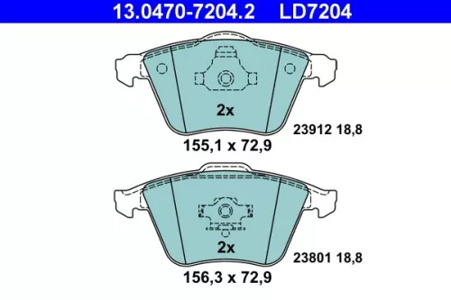Brake Pad Set, disc brake ATE 13.0470-7204.2)