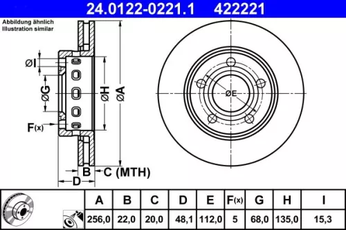 Brake Disc ATE 24.0122-0221.1)