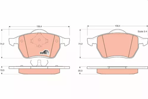 Brake Pad Set, disc brake TRW GDB1204)