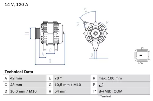 Alternator BOSCH 0 986 083 800)