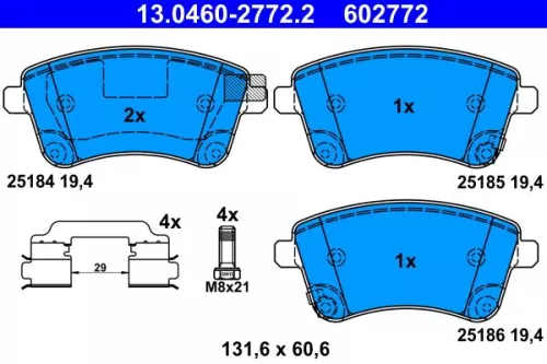 Brake Pad Set, disc brake ATE 13.0460-2772.2)
