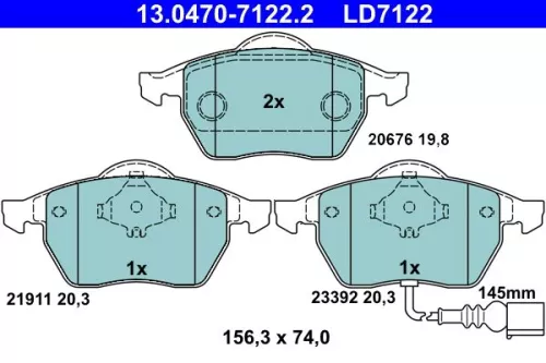 Brake Pad Set, disc brake ATE 13.0470-7122.2)
