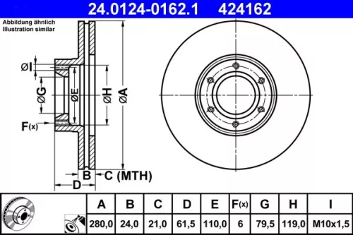 Brake Disc ATE 24.0124-0162.1)