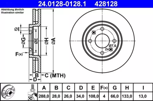 Brake Disc ATE 24.0128-0128.1)