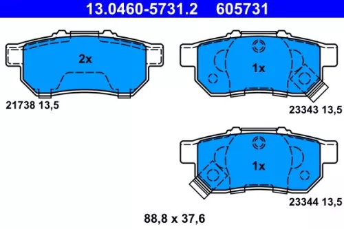 Brake Pad Set, disc brake ATE 13.0460-5731.2)