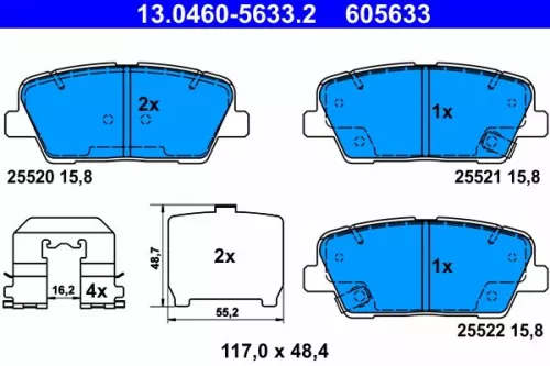 Brake Pad Set, disc brake ATE 13.0460-5633.2)