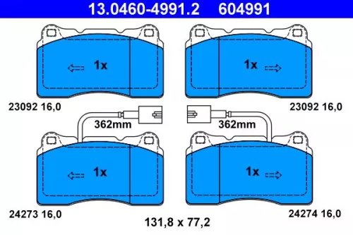 Brake Pad Set, disc brake ATE 13.0460-4991.2)