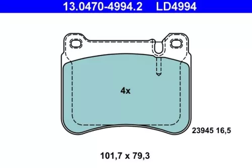 Brake Pad Set, disc brake ATE 13.0470-4994.2)
