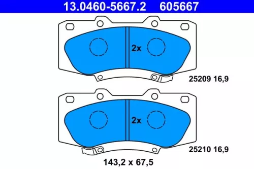 Brake Pad Set, disc brake ATE 13.0460-5667.2)