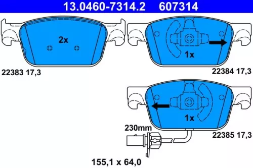 Brake Pad Set, disc brake ATE 13.0460-7314.2)