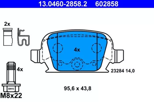Brake Pad Set, disc brake ATE 13.0460-2858.2)