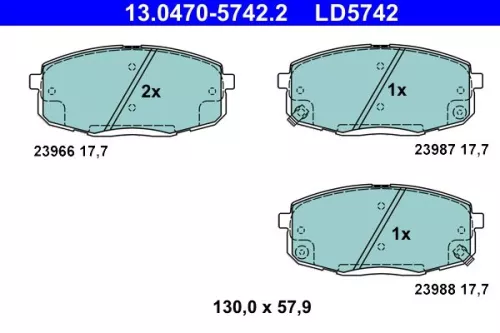 Brake Pad Set, disc brake ATE 13.0470-5742.2)