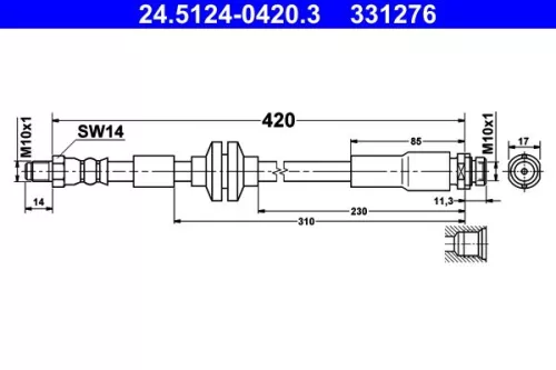 Brake Hose ATE 24.5124-0420.3)