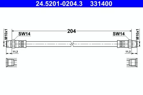 Brake Hose ATE 24.5201-0204.3)