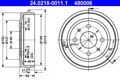 Brake Drum ATE 24.0218-0011.1)
