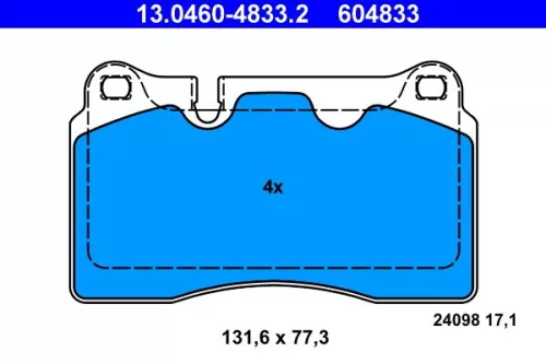 Brake Pad Set, disc brake ATE 13.0460-4833.2)