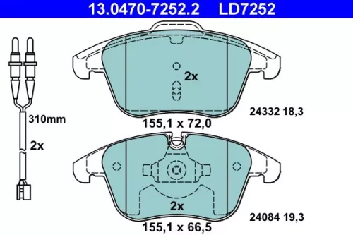 Brake Pad Set, disc brake ATE 13.0470-7252.2)