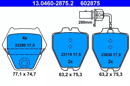 Brake Pad Set, disc brake ATE 13.0460-2875.2)