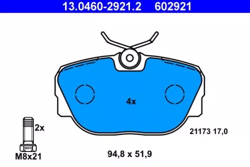 Brake Pad Set, disc brake ATE 13.0460-2921.2)