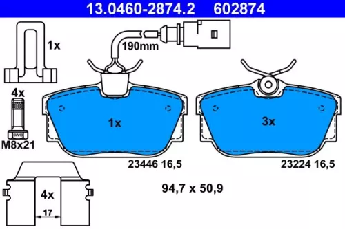 Brake Pad Set, disc brake ATE 13.0460-2874.2)