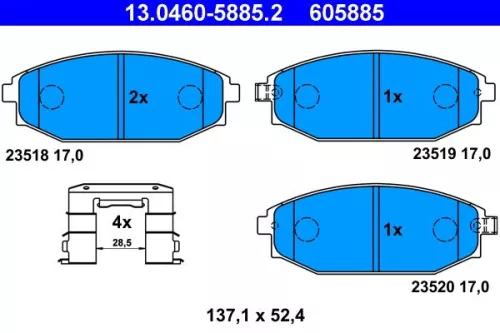 Brake Pad Set, disc brake ATE 13.0460-5885.2)