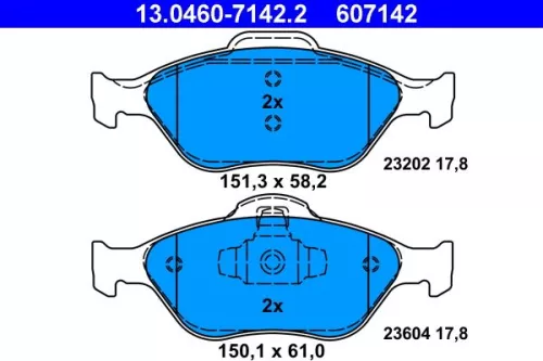 Brake Pad Set, disc brake ATE 13.0460-7142.2)