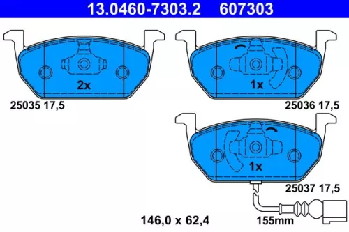 Brake Pad Set, disc brake ATE 13.0460-7303.2)