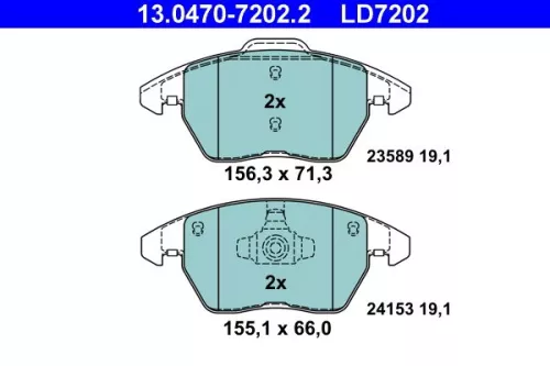 Brake Pad Set, disc brake ATE 13.0470-7202.2)