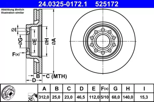 Brake Disc ATE 24.0325-0172.1)