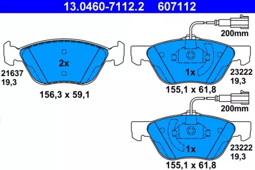 Brake Pad Set, disc brake ATE 13.0460-7112.2)