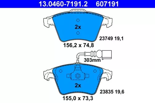 Brake Pad Set, disc brake ATE 13.0460-7191.2)