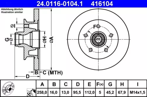 Brake Disc ATE 24.0116-0104.1)