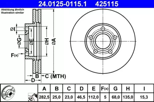 Brake Disc ATE 24.0125-0115.1)