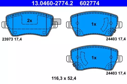 Brake Pad Set, disc brake ATE 13.0460-2774.2)