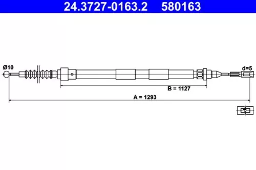 Cable Pull, parking brake ATE 24.3727-0163.2)