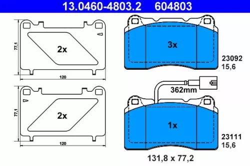 Brake Pad Set, disc brake ATE 13.0460-4803.2)