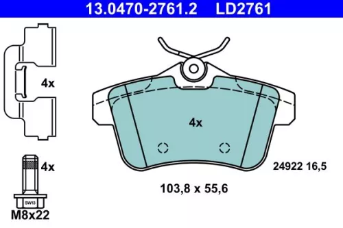 Brake Pad Set, disc brake ATE 13.0470-2761.2)