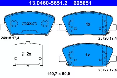 Brake Pad Set, disc brake ATE 13.0460-5651.2)